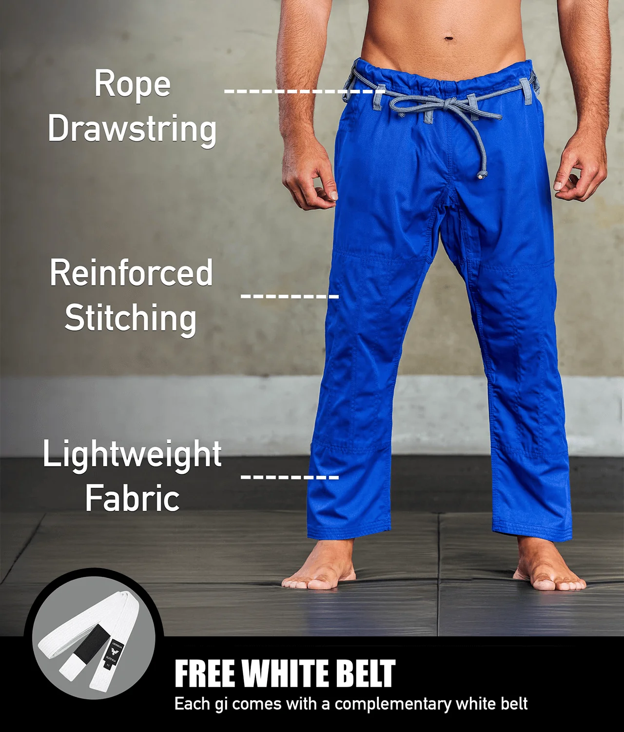 Core White/Black/Blue Brazilian Jiu Jitsu Mens BJJ Gi - (Pack of 3) - Image 4