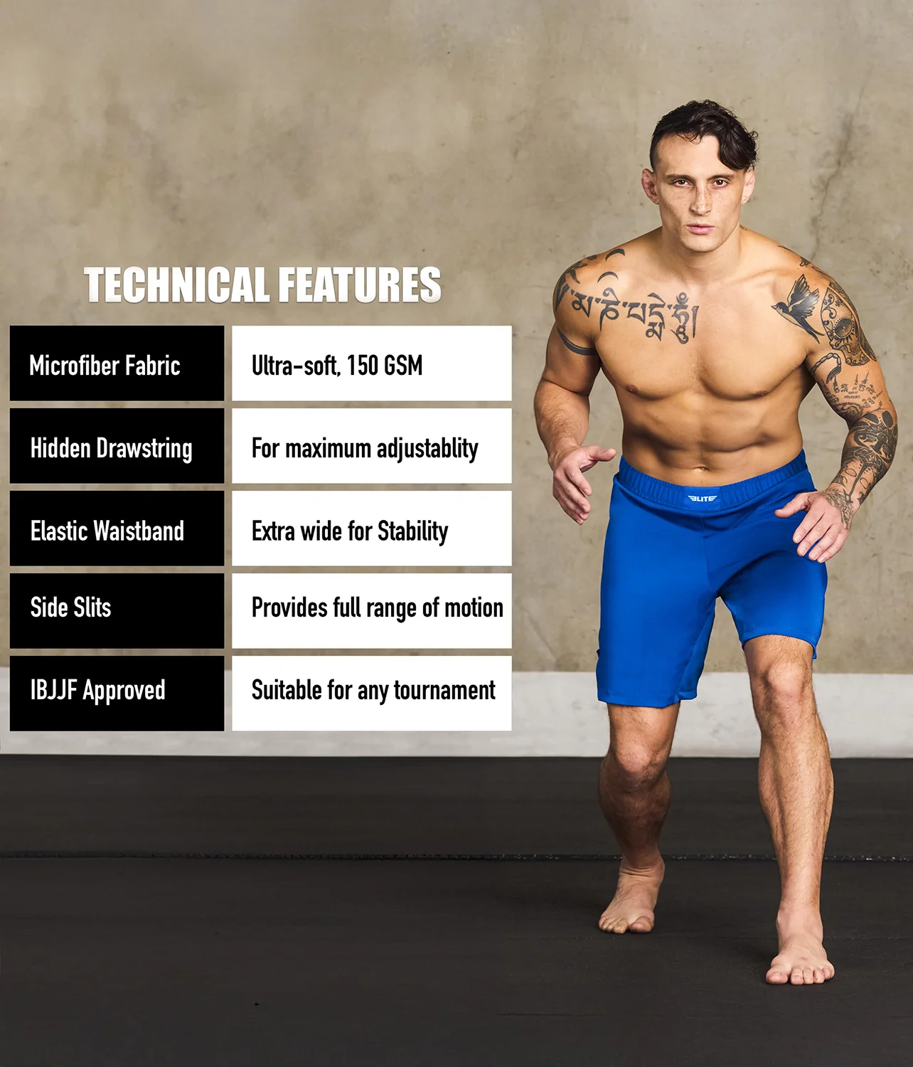 Black Jack Blue No Gi Mens BJJ Shorts - Image 5
