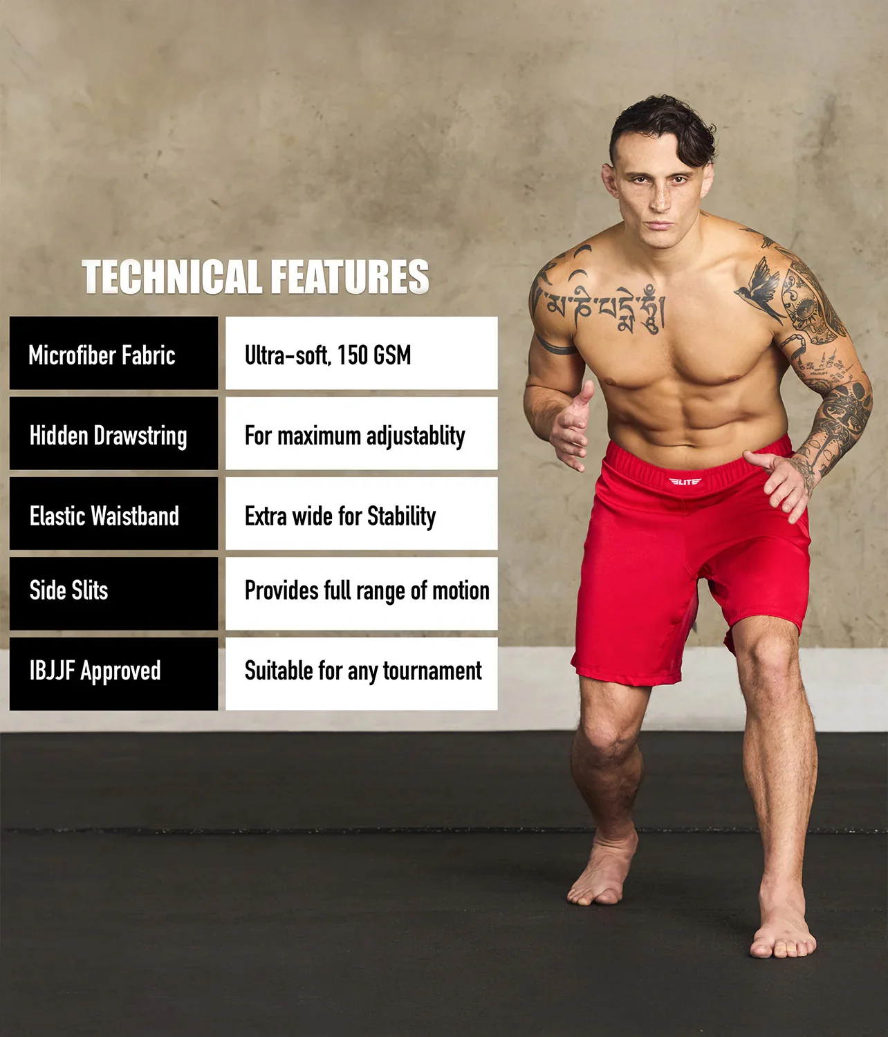 Black Jack Red No Gi Mens BJJ Shorts - Image 5