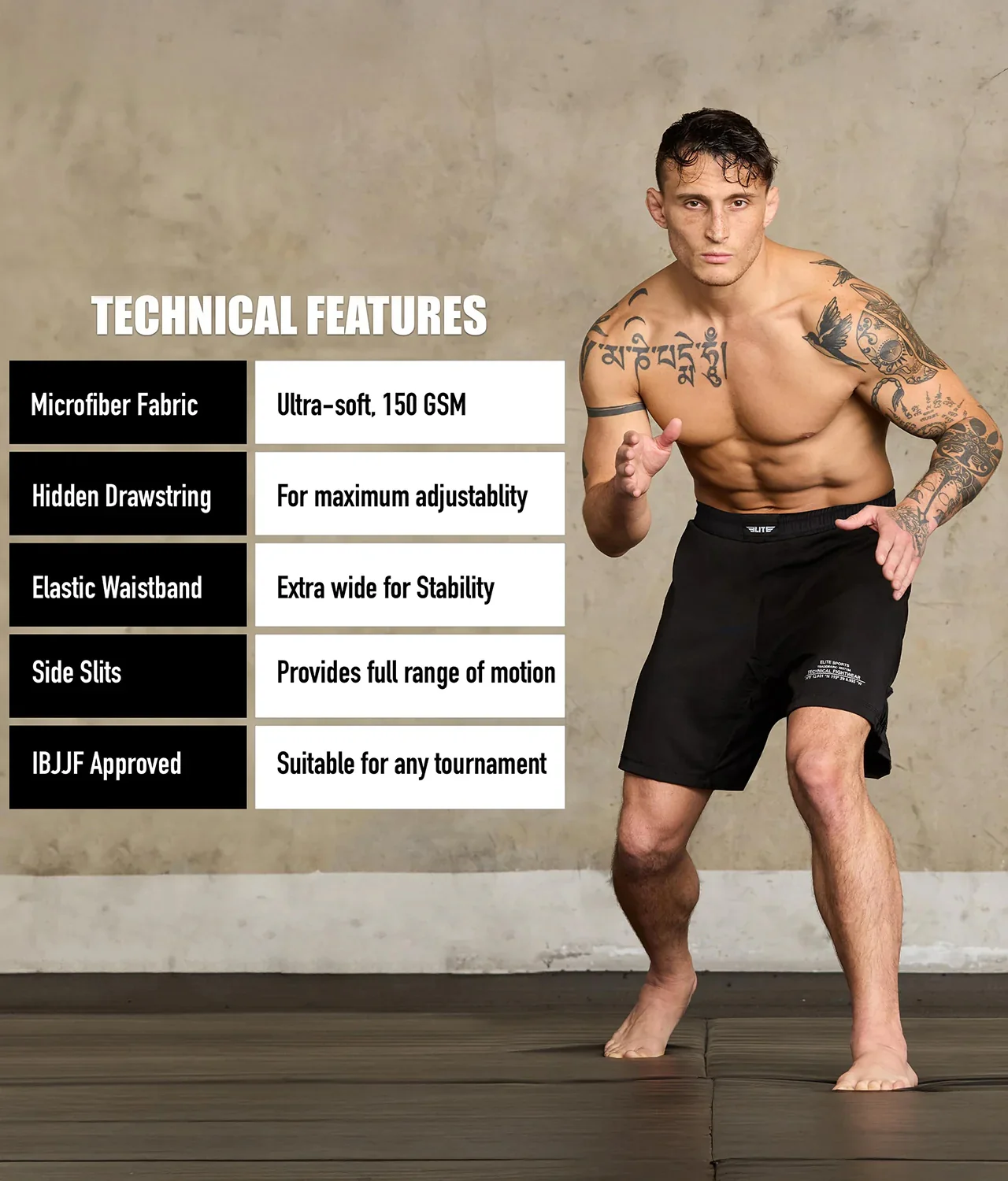 Black Jack Black No Gi Mens BJJ Shorts - Image 5