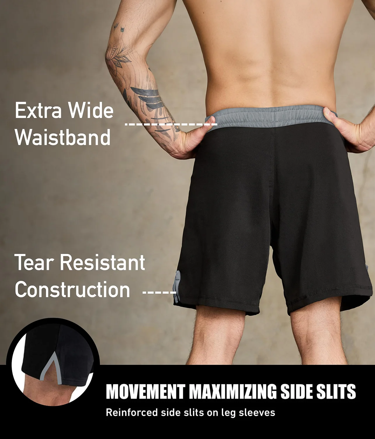 Black Jack Gray No Gi Mens BJJ Shorts - Image 4