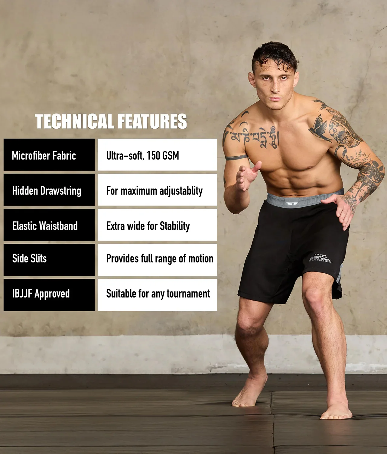 Black Jack Gray No Gi Mens BJJ Shorts - Image 5