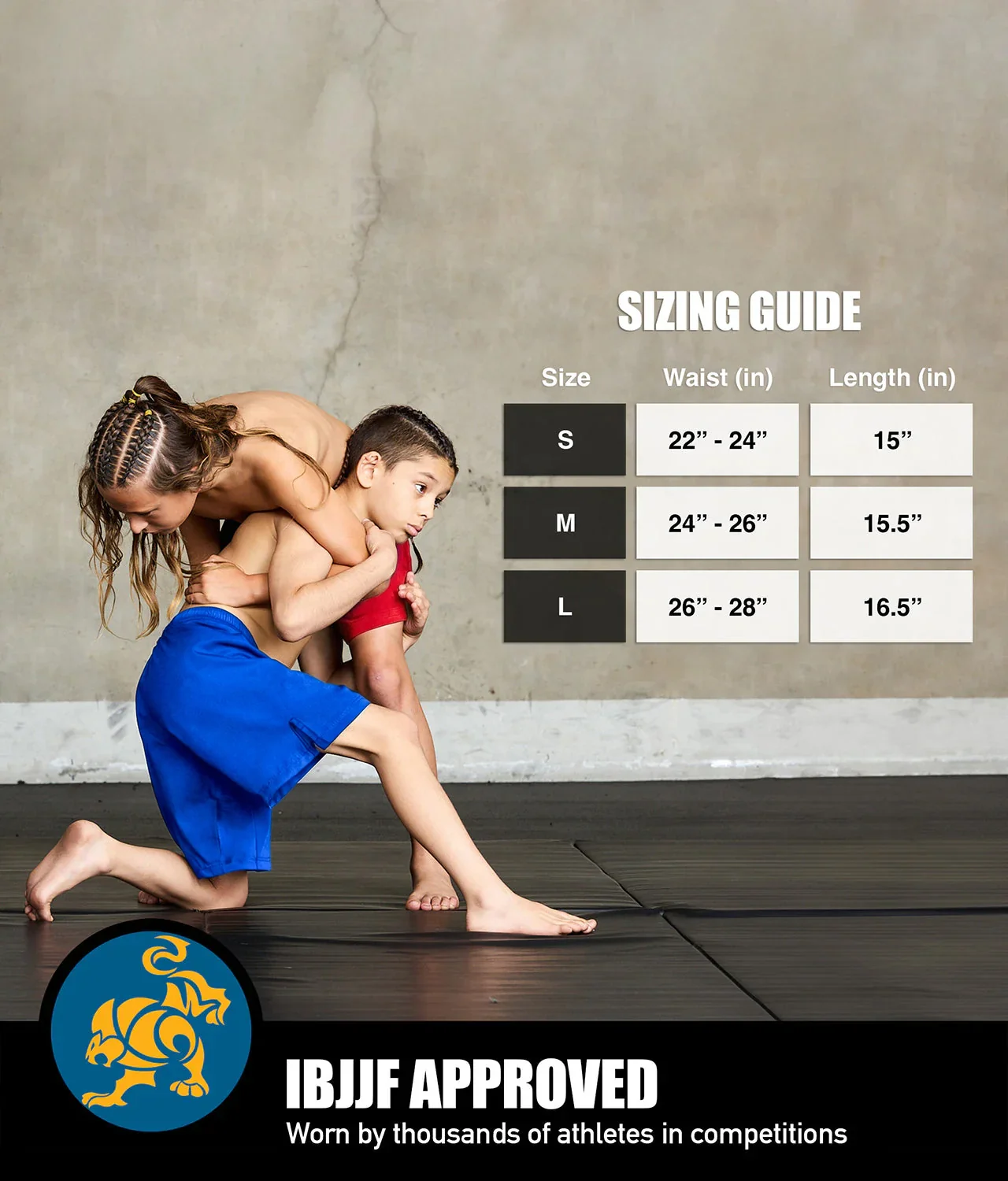 Black Jack Blue No-Gi Kids BJJ Shorts - Image 3