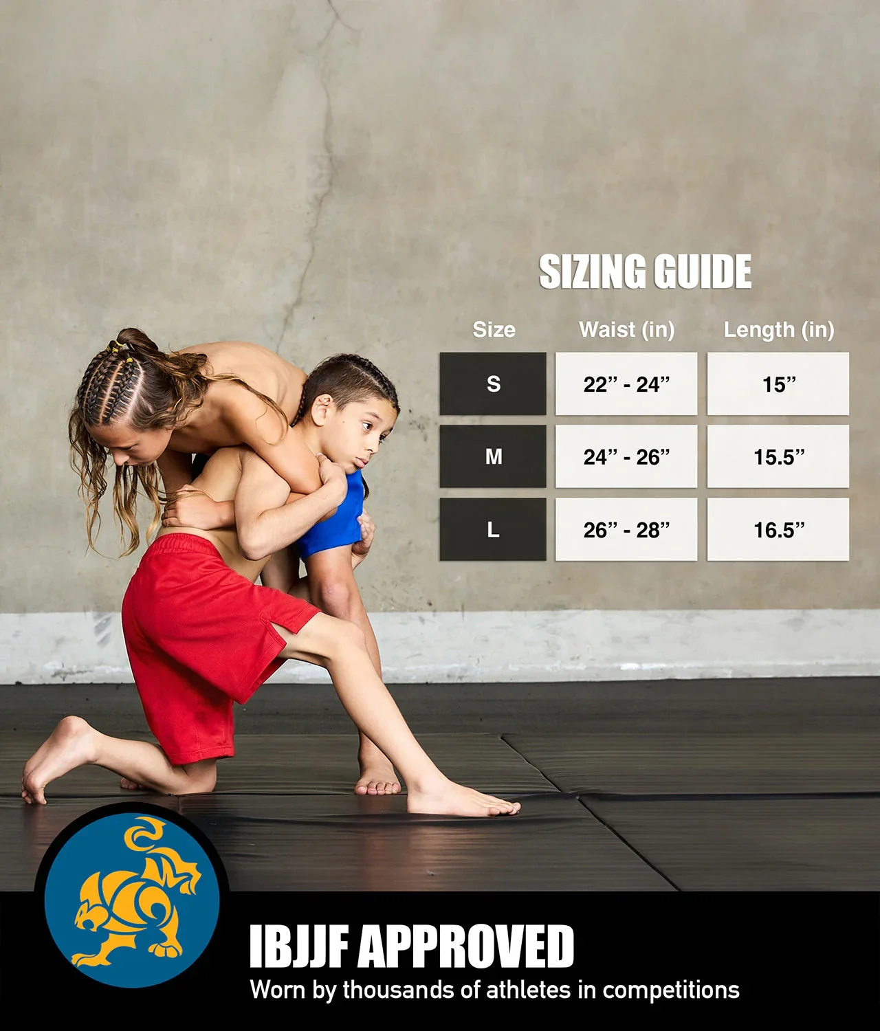 Black Jack Red No-Gi Kids BJJ Shorts - Image 3