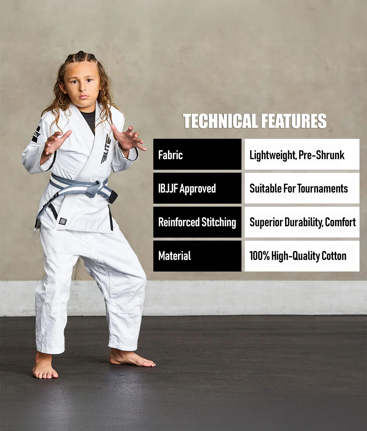 Brazilian Jiu Jitsu Kids BJJ Gray/White Belt - Image 4