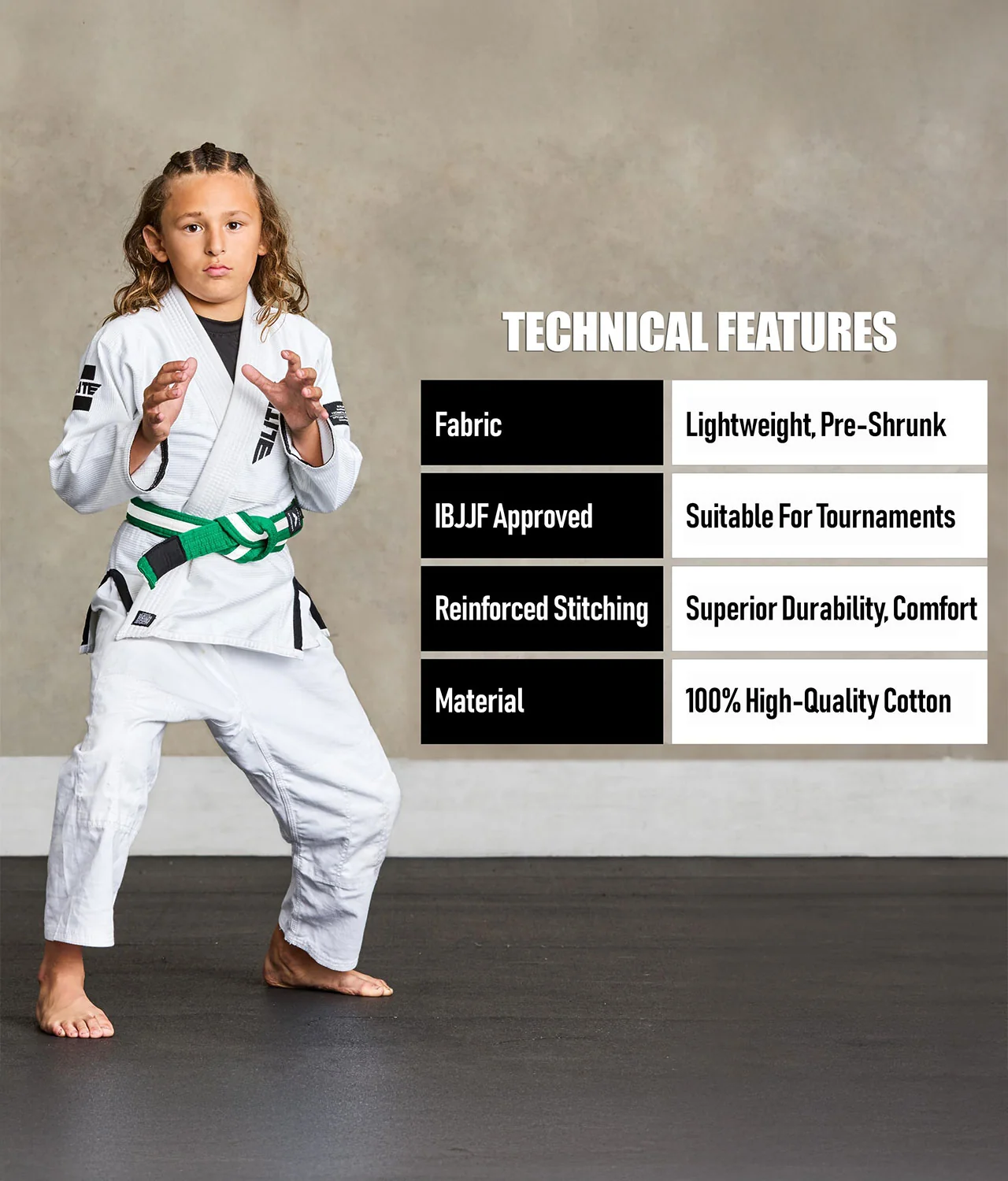 Brazilian Jiu Jitsu Kids BJJ Green/White Belt - Image 4