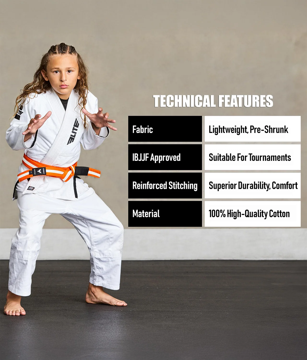 Brazilian Jiu Jitsu Kids BJJ Orange/White Belt - Image 4