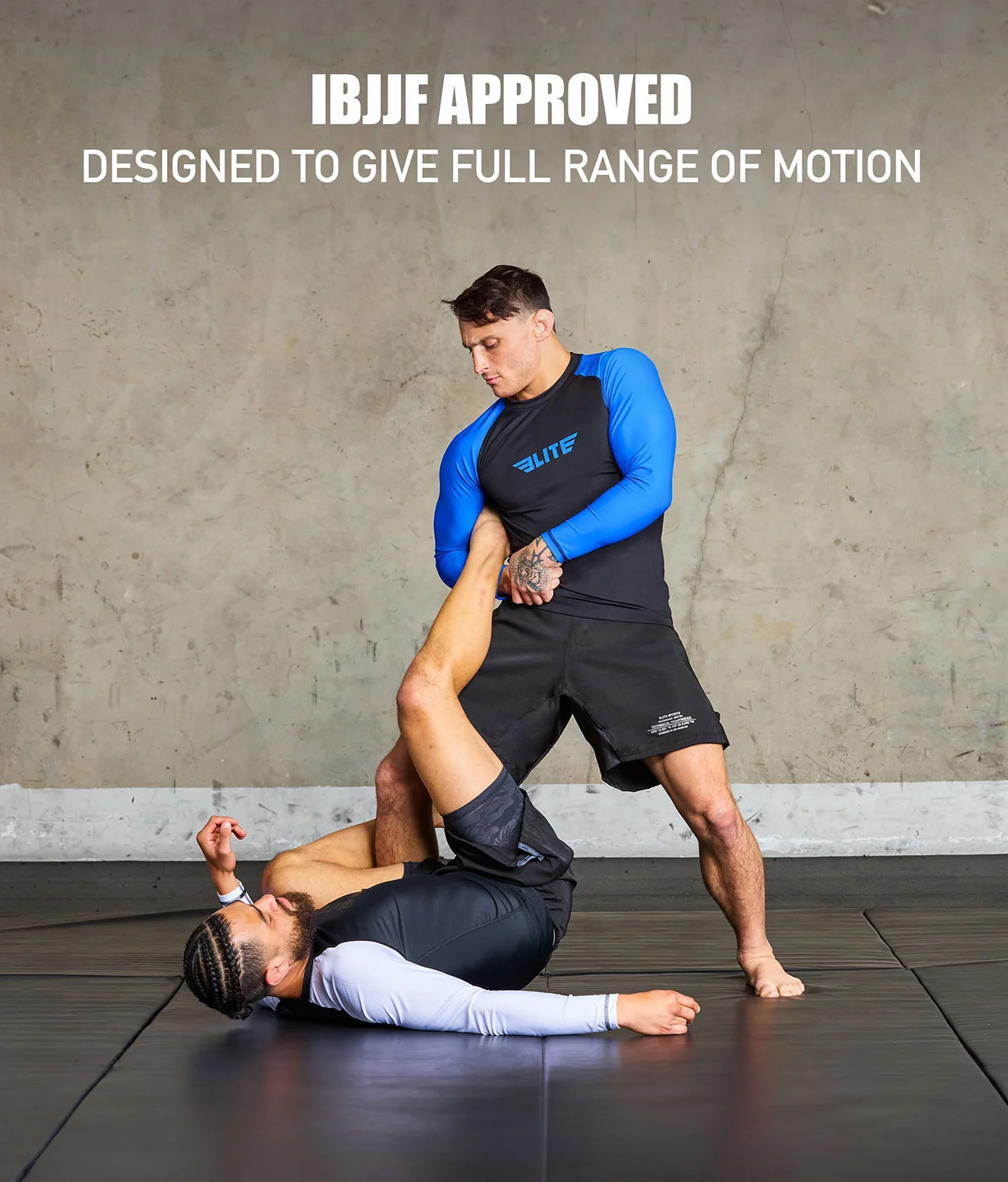 Standard Blue Long Sleeve No-Gi Mens BJJ Rash Guard - Image 6