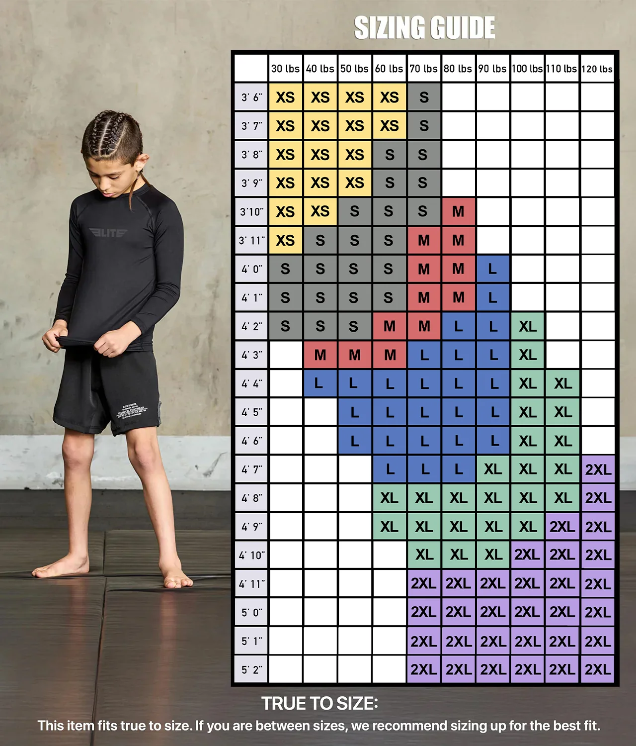 Standard Black Long Sleeve No-Gi Kids BJJ Rash Guard - Image 3
