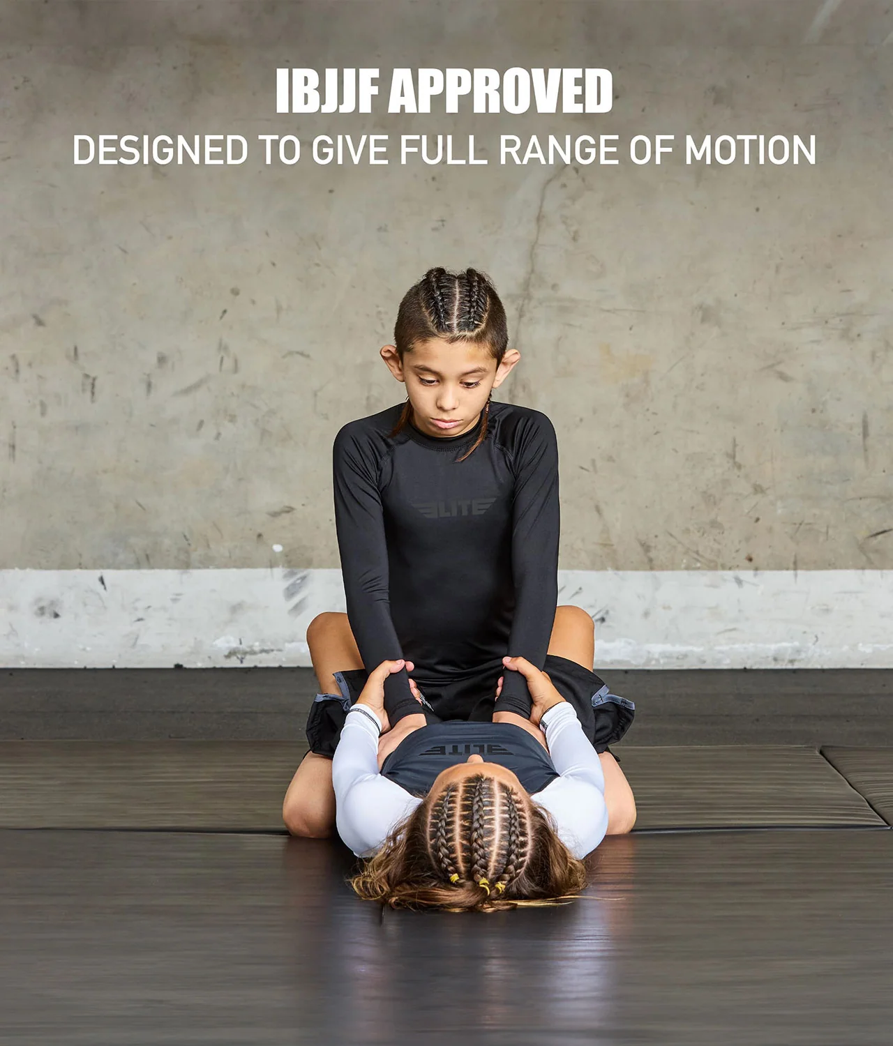 Standard Black Long Sleeve No-Gi Kids BJJ Rash Guard - Image 6