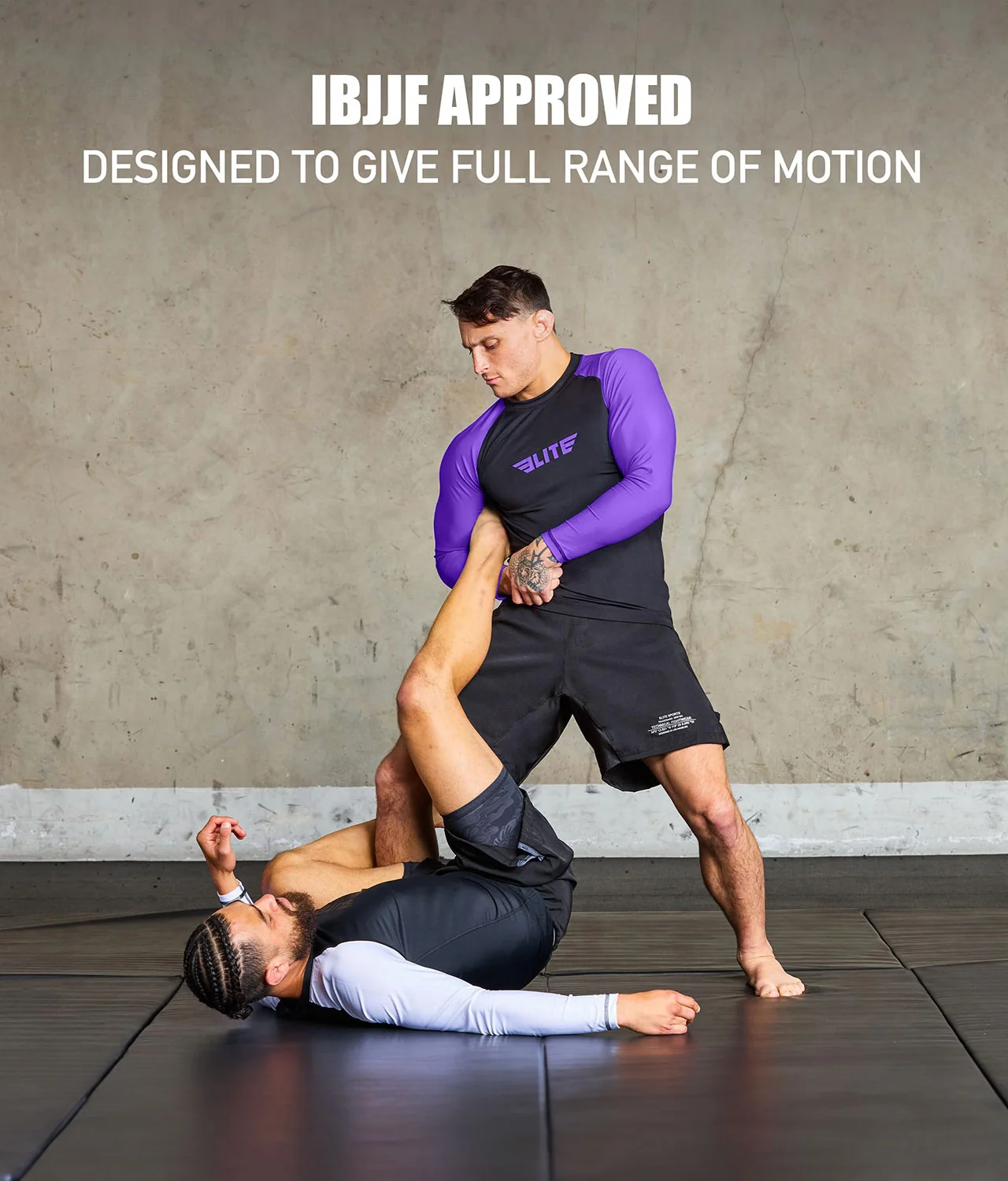 Standard Purple Long Sleeve No-Gi Mens BJJ Rash Guard - Image 6