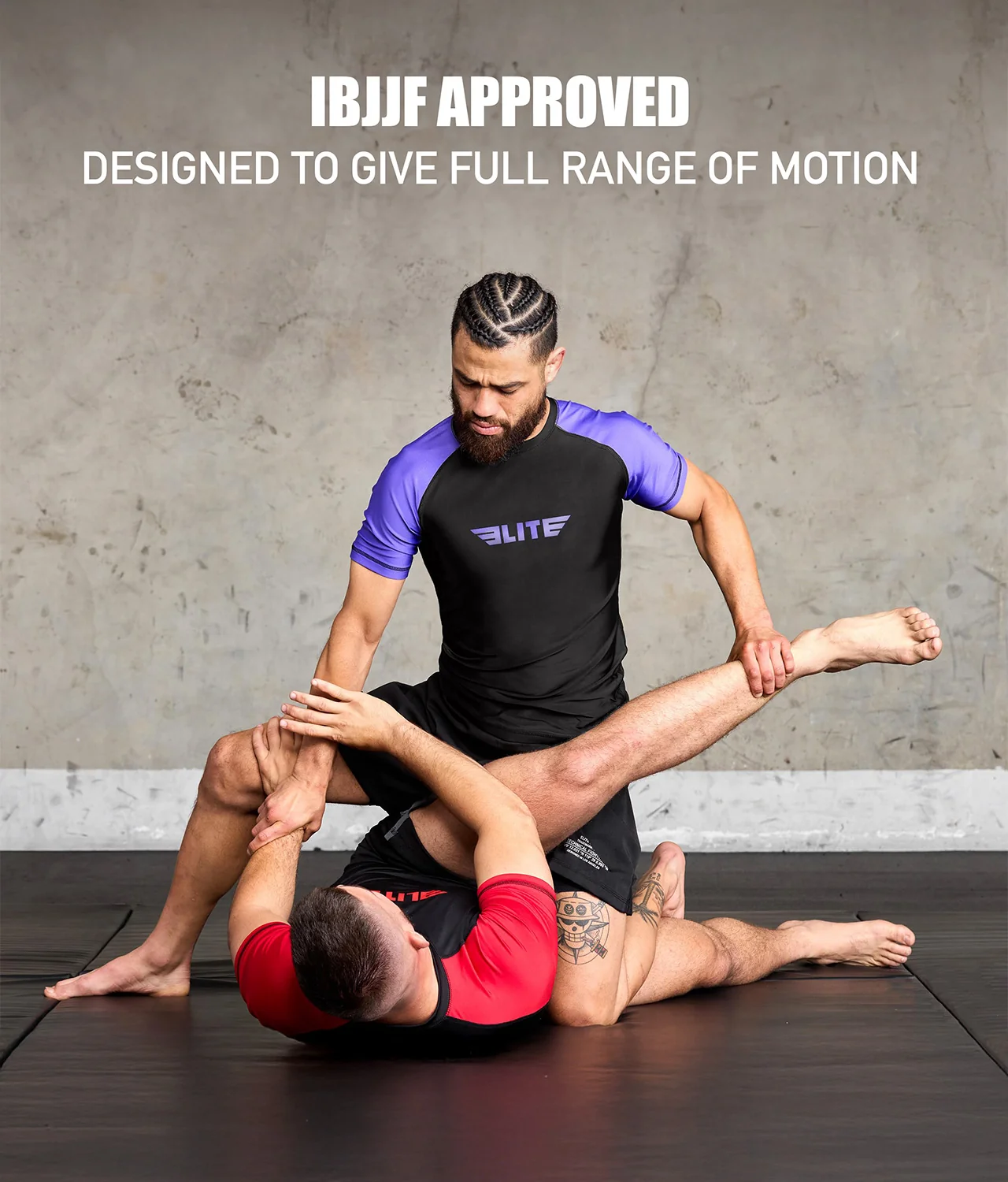 Standard Purple Short Sleeve No-Gi Mens BJJ Rash Guard - Image 6