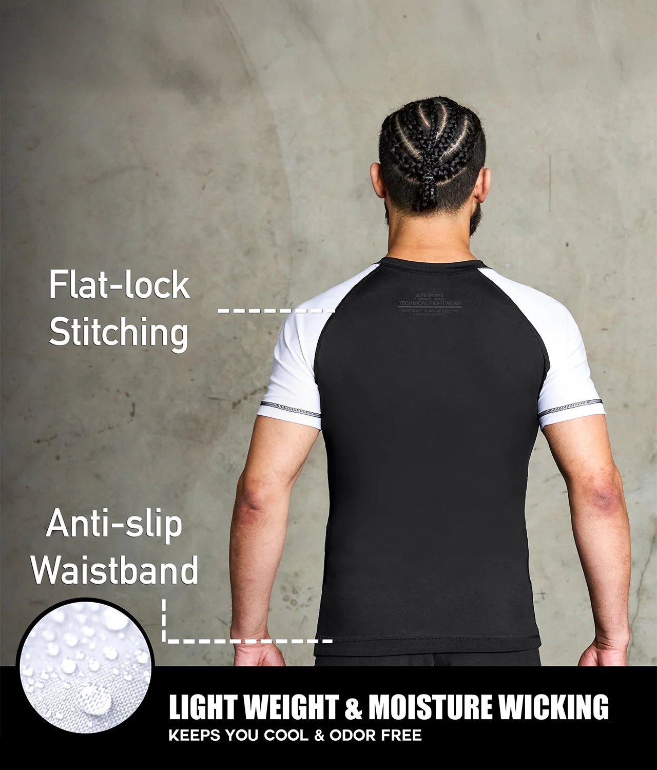 Standard White Short Sleeve No-Gi Mens BJJ Rash Guard - Image 4