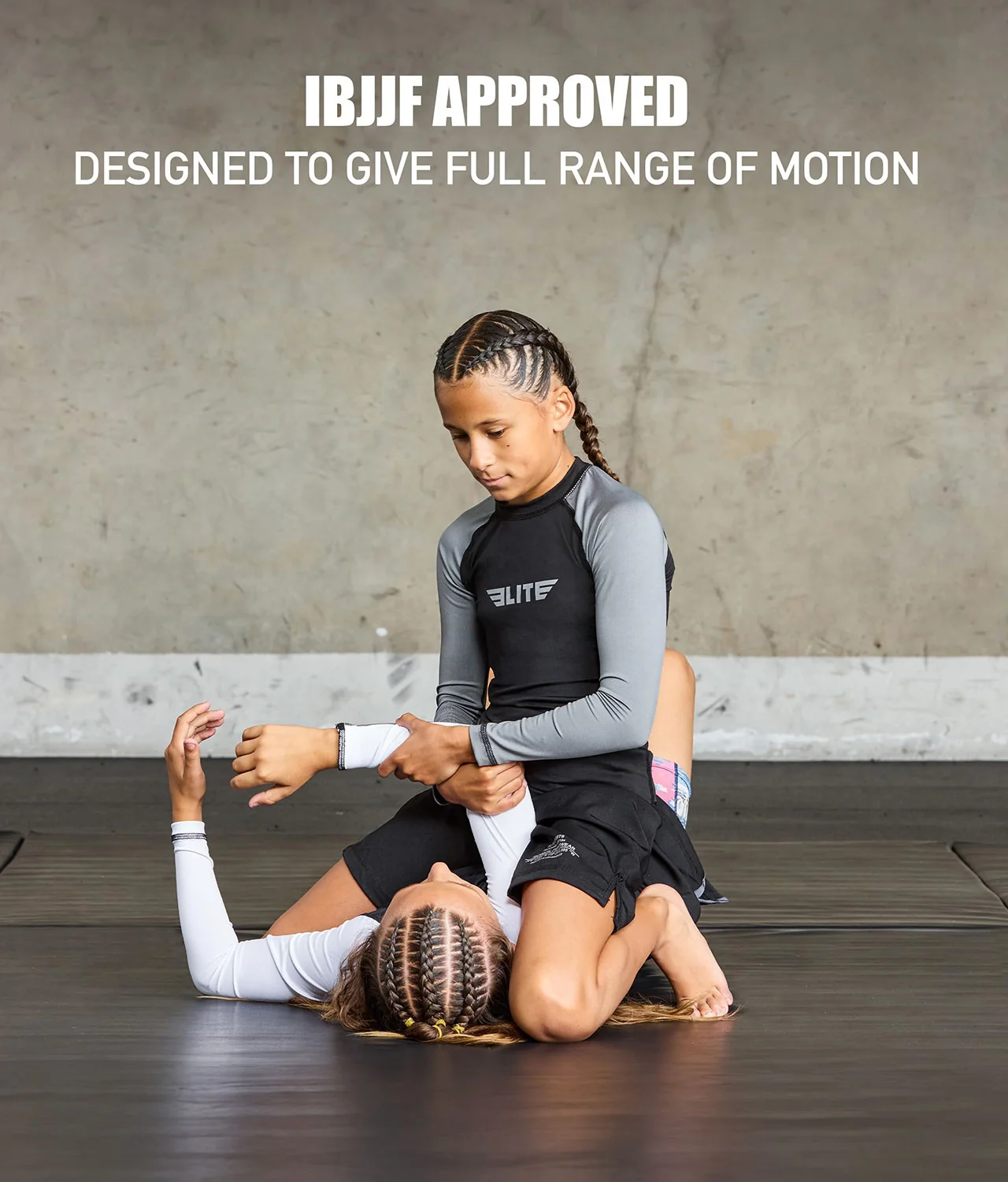 Standard Gray Long Sleeve No-Gi Kids BJJ Rash Guard - Image 6