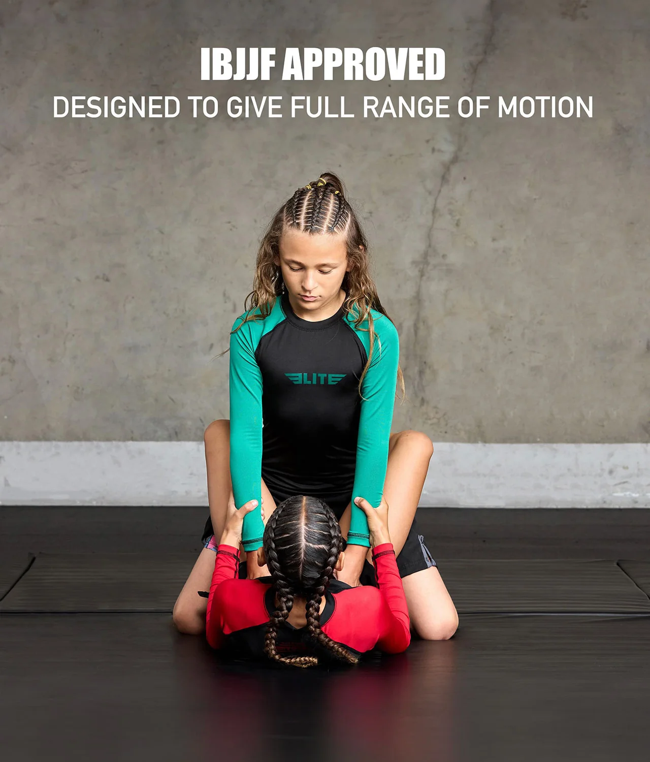 Standard Green Long Sleeve No-Gi Kids BJJ Rash Guard - Image 6
