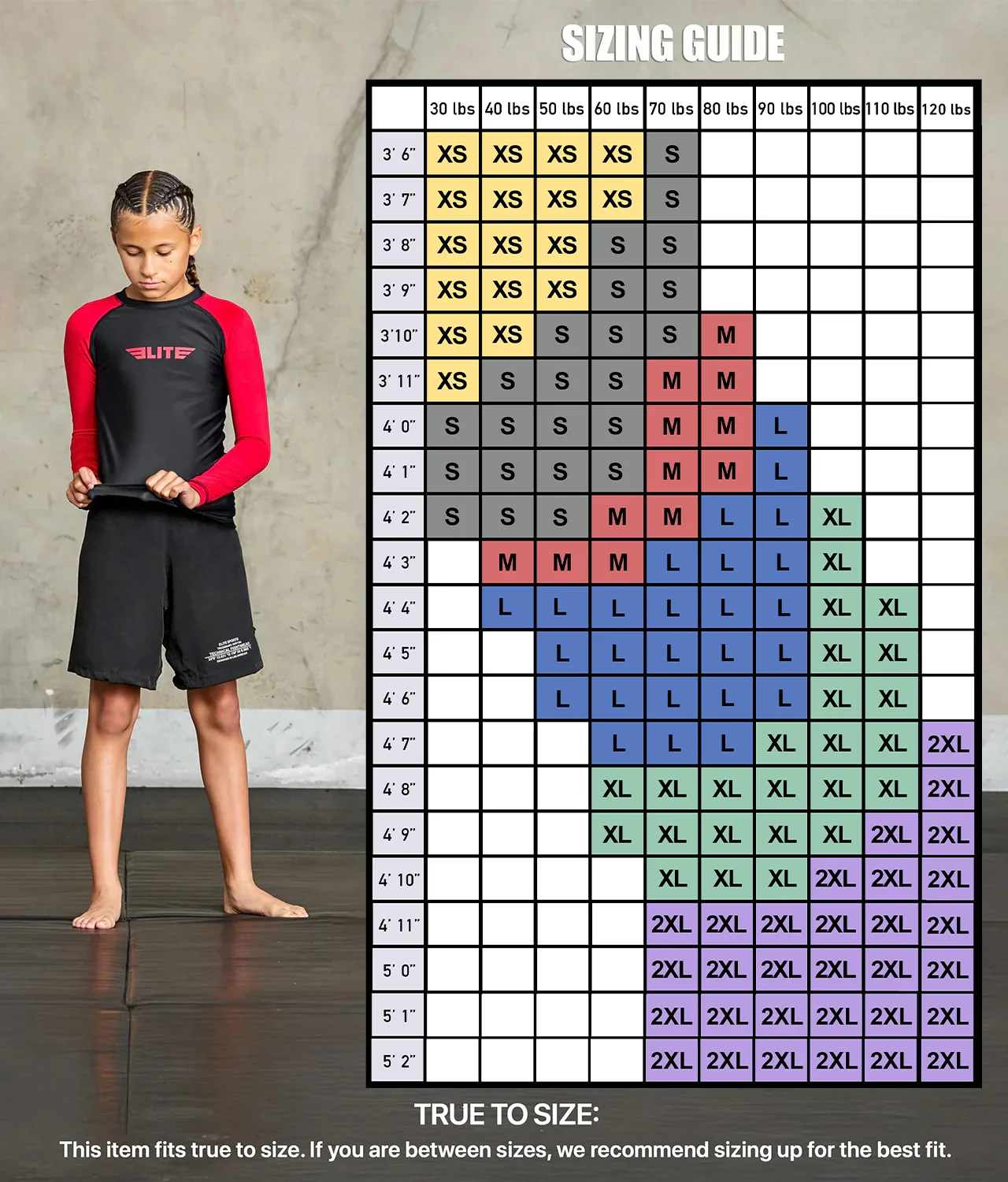 Standard Red Long Sleeve No-Gi Kids BJJ Rash Guard - Image 3