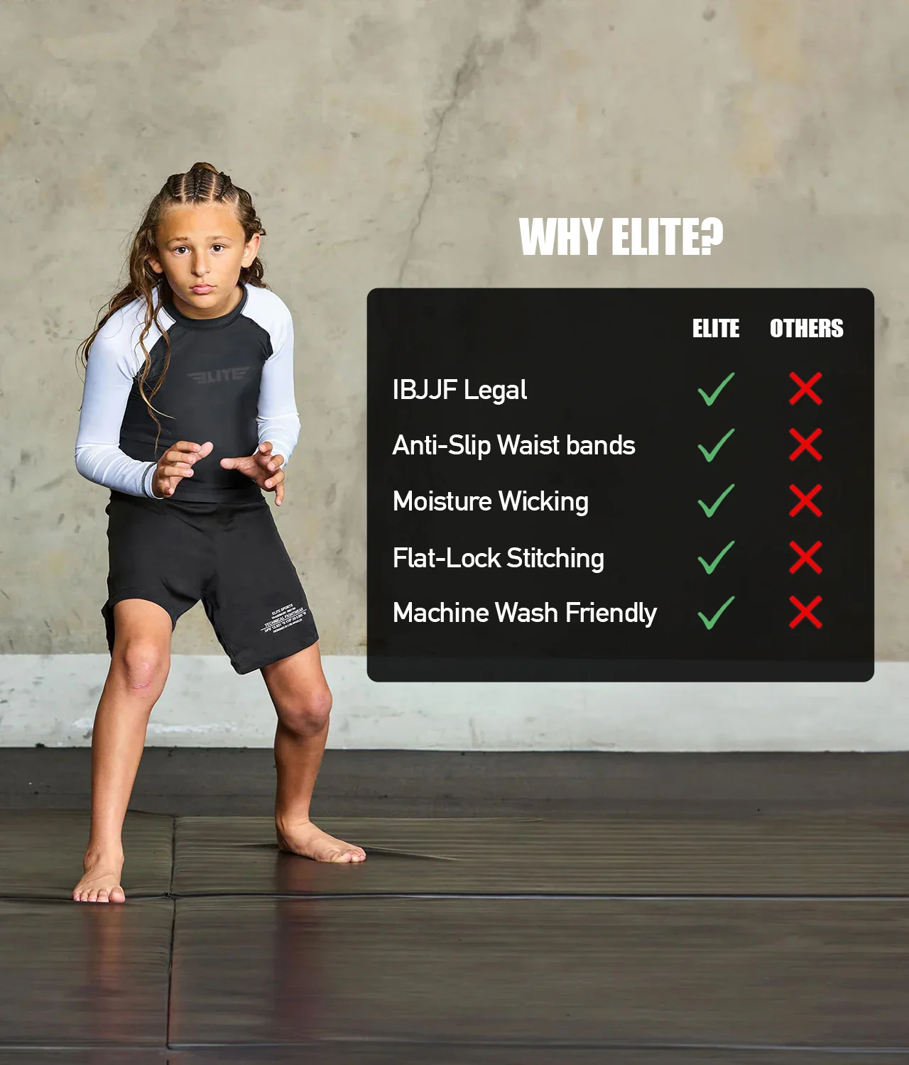 Standard White Long Sleeve No-Gi Kids BJJ Rash Guard - Image 5