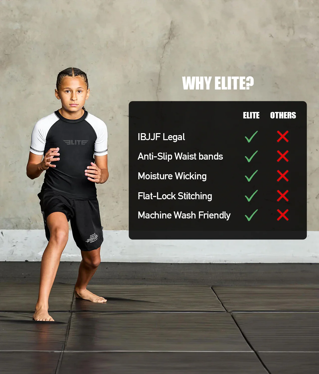 Standard White Short Sleeve No-Gi Kids BJJ Rash Guard - Image 5