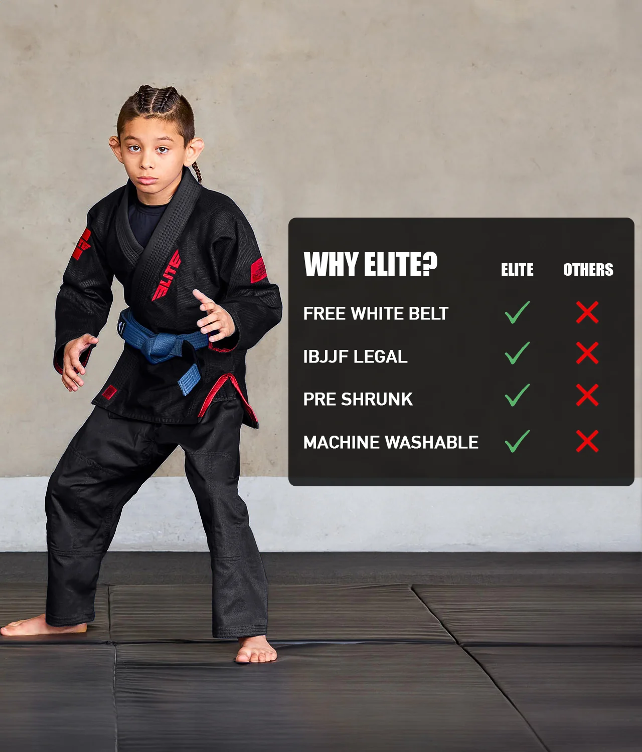Core Black Brazilian Jiu Jitsu Kids BJJ Gi - Image 5