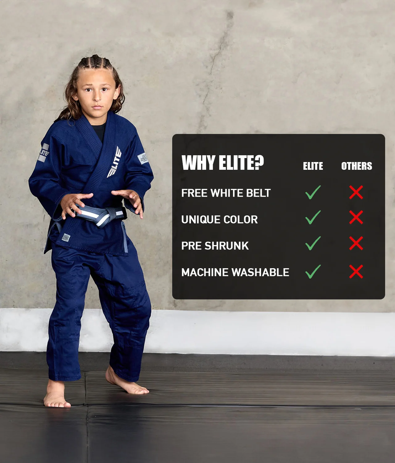 Core Navy Brazilian Jiu Jitsu Kids BJJ Gi - Image 5