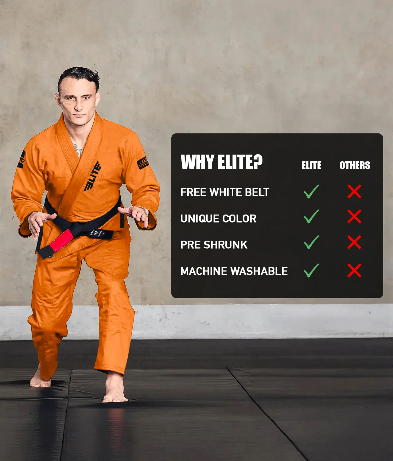 Core Orange Brazilian Jiu Jitsu Mens BJJ Gi - Image 5