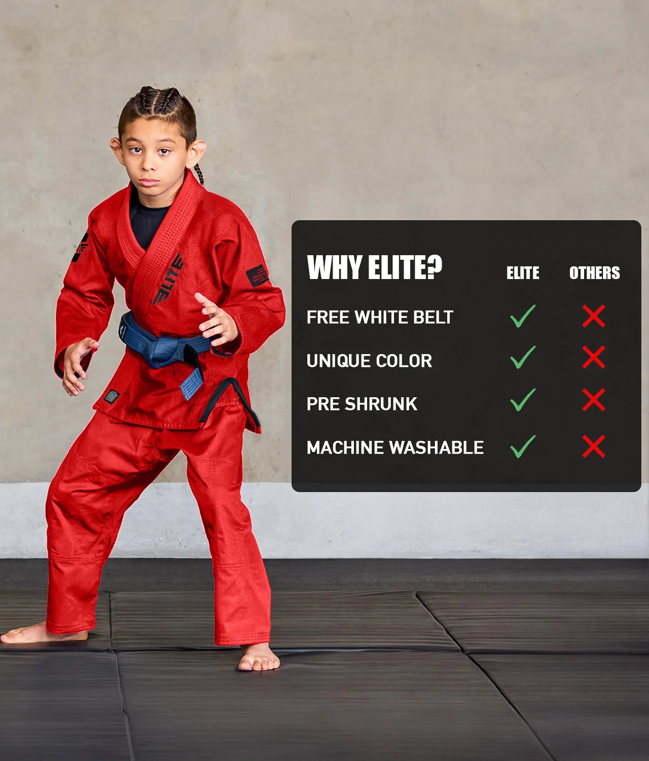 Core Red Brazilian Jiu Jitsu Kids BJJ Gi - Image 5