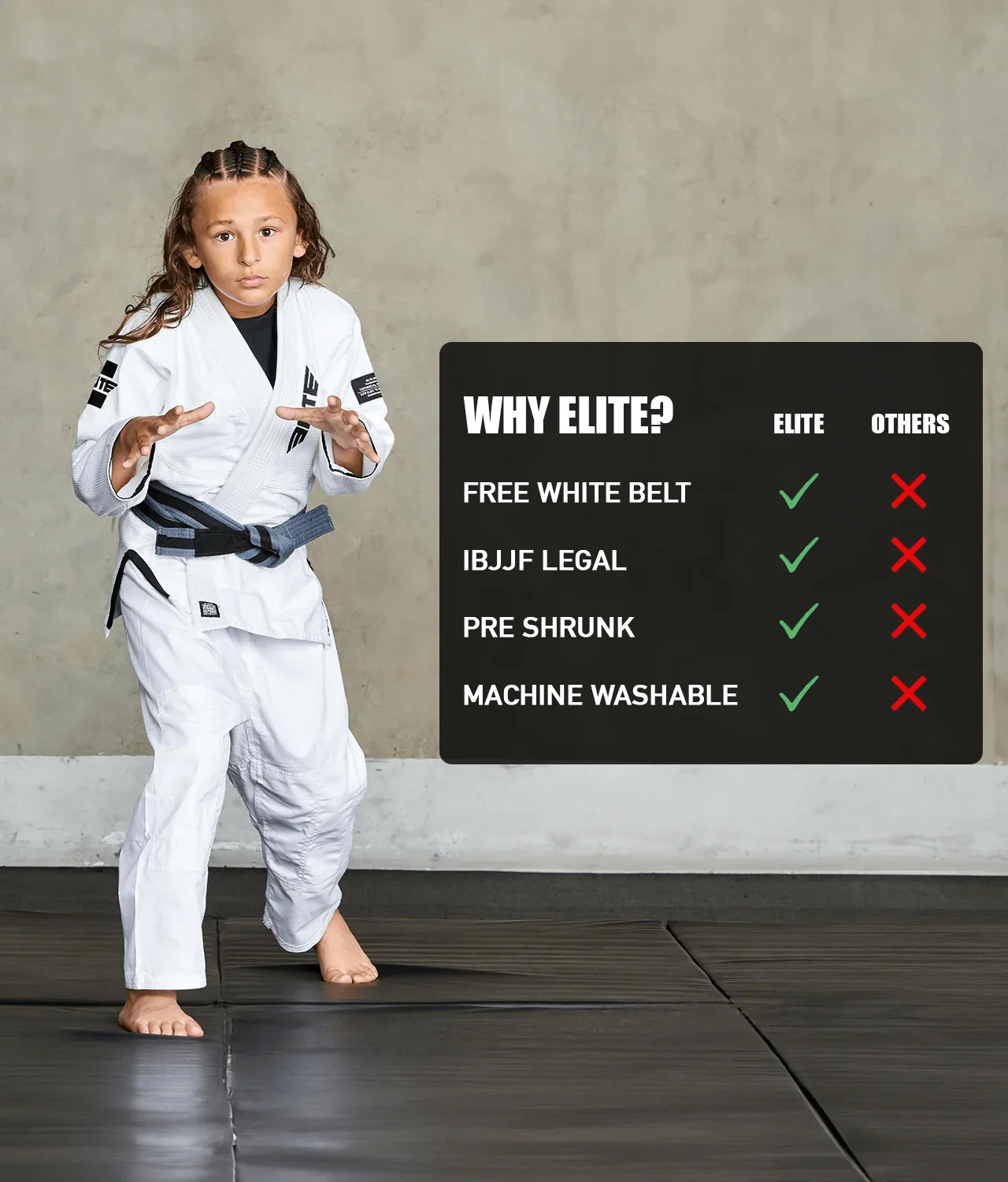 Core White Brazilian Jiu Jitsu Kids BJJ Gi - Image 5