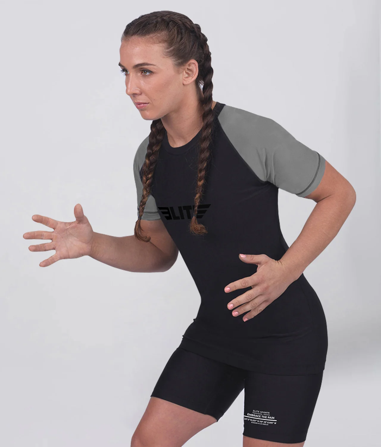 Standard Gray Short Sleeve No-Gi Womens BJJ Rash Guard - Image 4