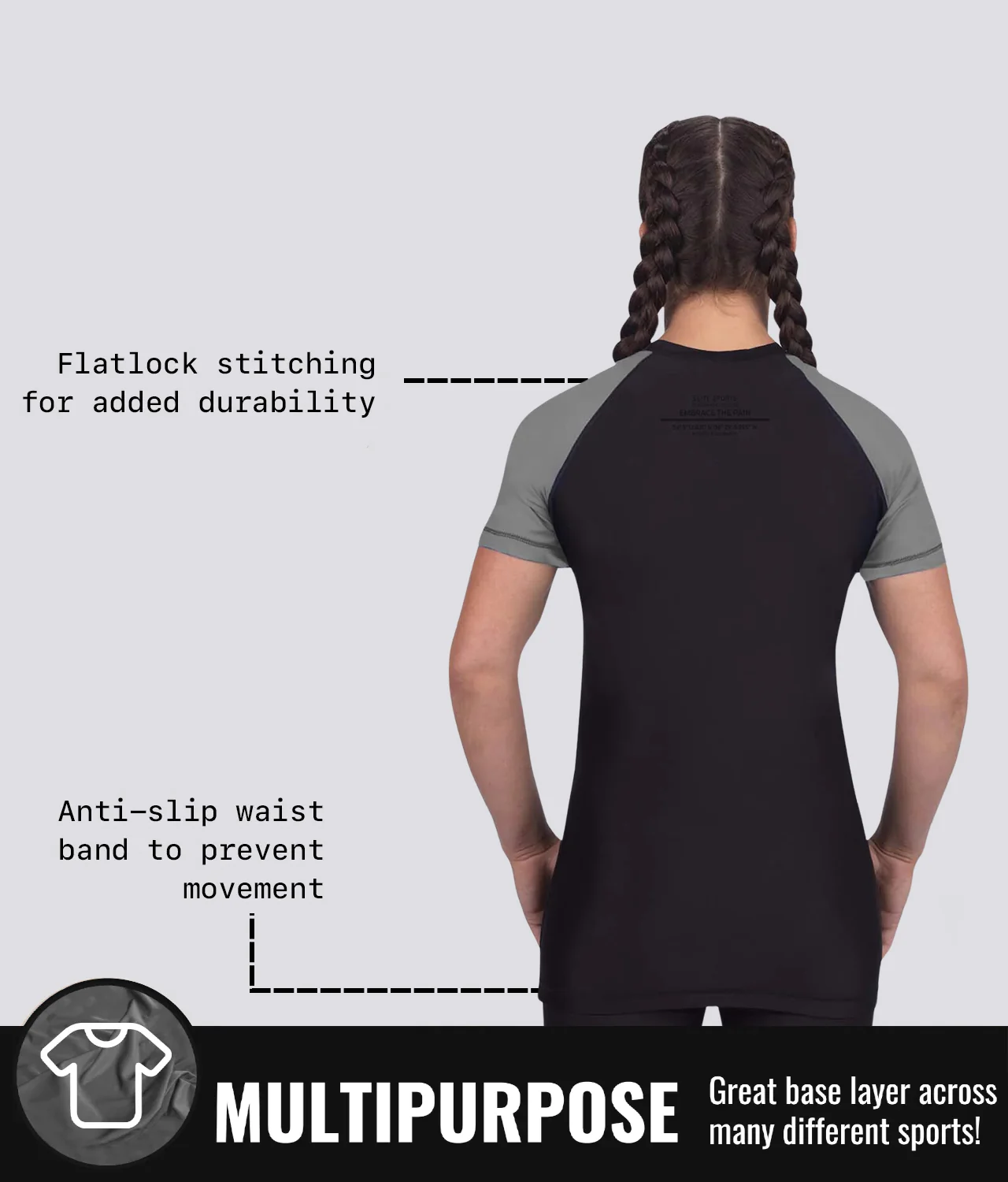 Standard Gray Short Sleeve No-Gi Womens BJJ Rash Guard - Image 9