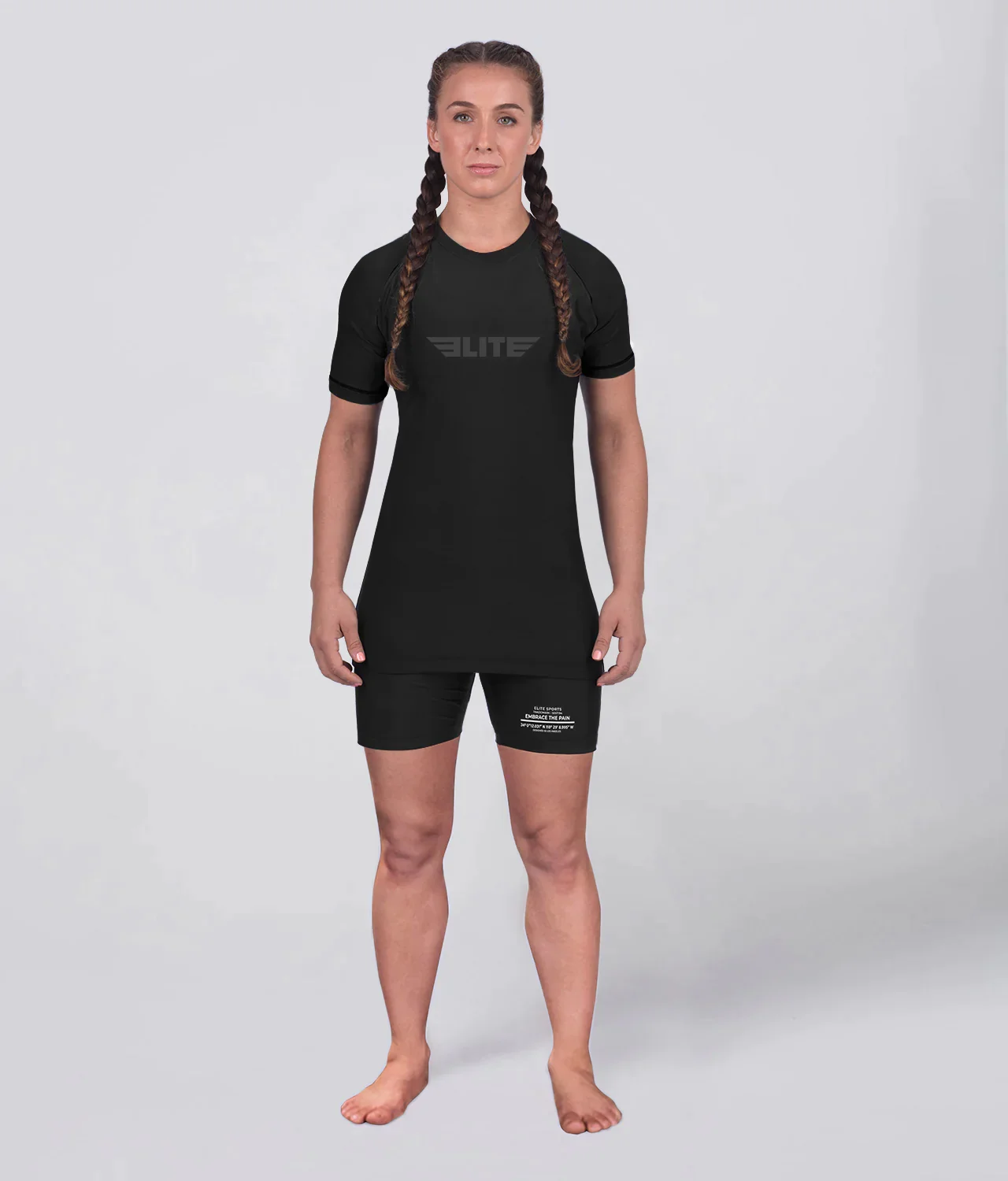 Standard Black Short Sleeve No-Gi Womens BJJ Rash Guard - Image 2