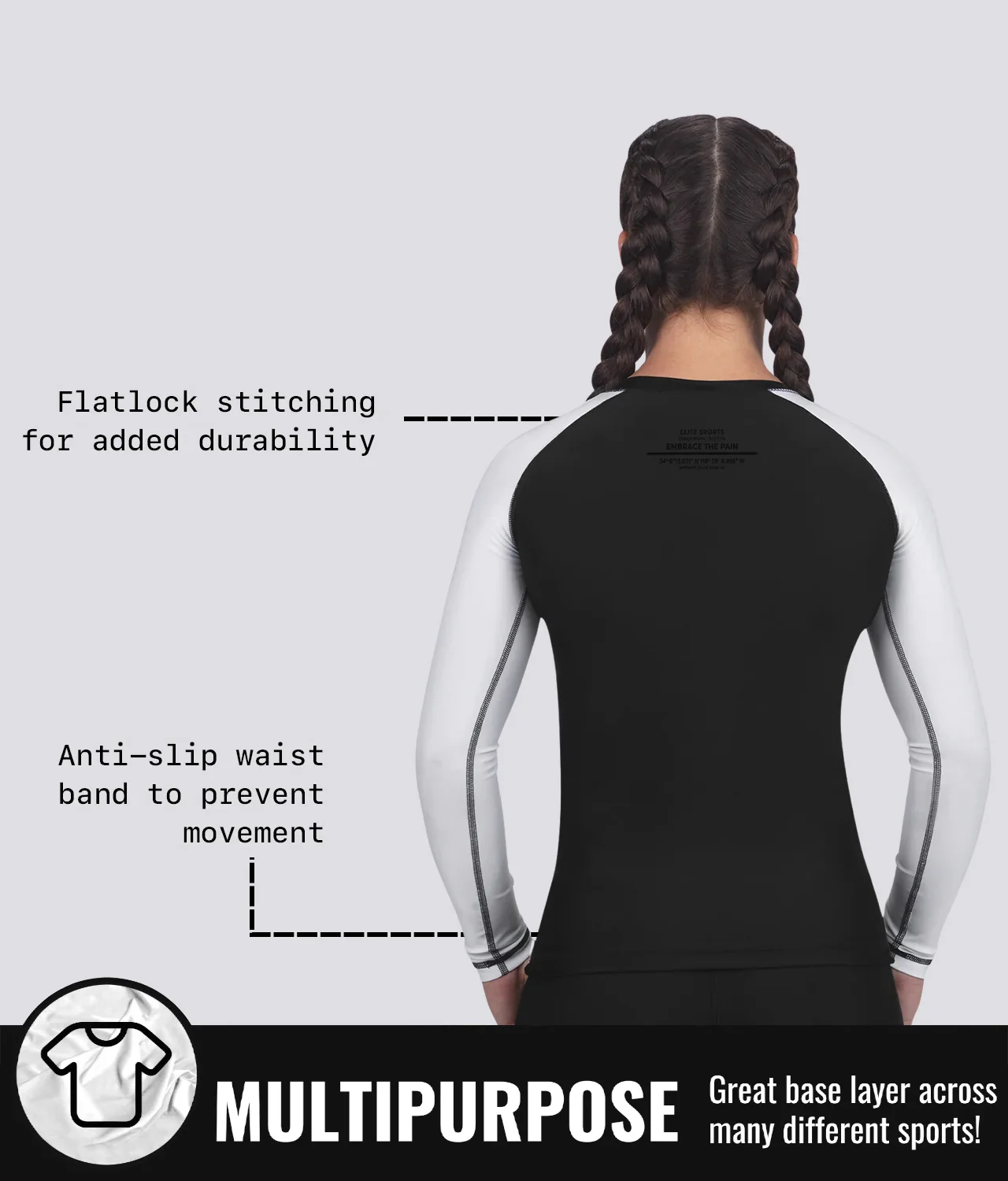 Standard White Long Sleeve No-Gi Womens BJJ Rash Guard - Image 9